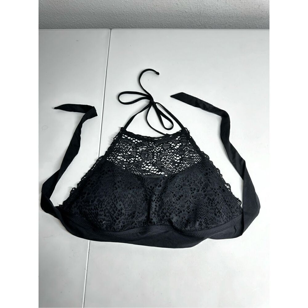 Mossimo Tankini Swim Top Size XL Women's Lace Trim Black Padded